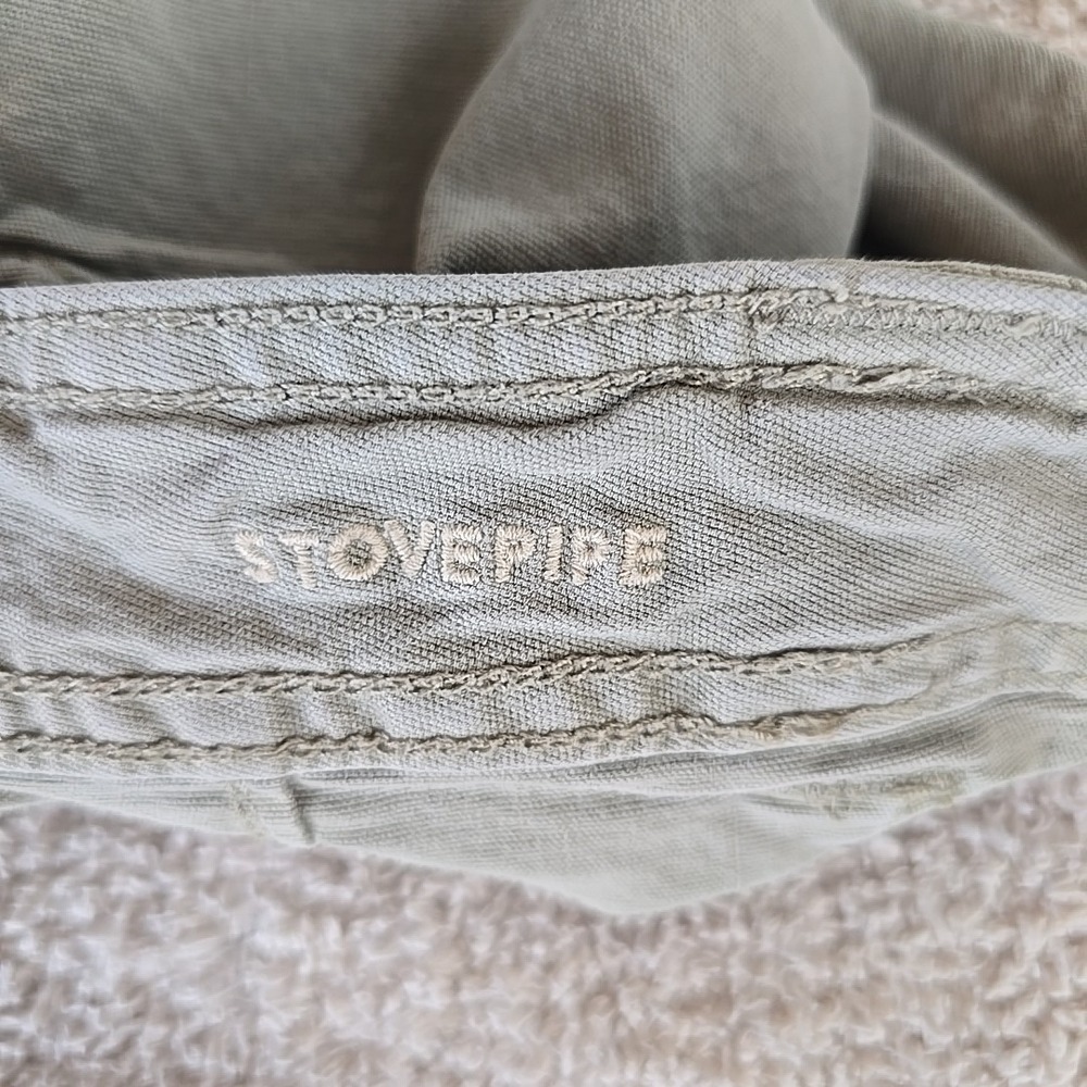 American Eagle Stretch Stovepipe Canvas Pants Green Sz 10 Long Festival Y2K - Picture 16 of 16